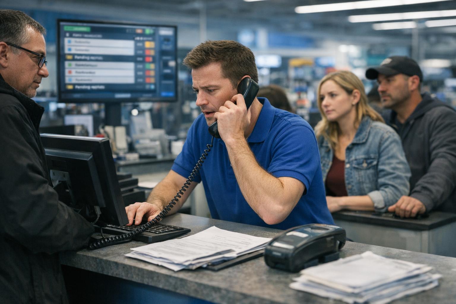 A business owner reviewing customer messages on a dashboard powered by an AI chatbot for business