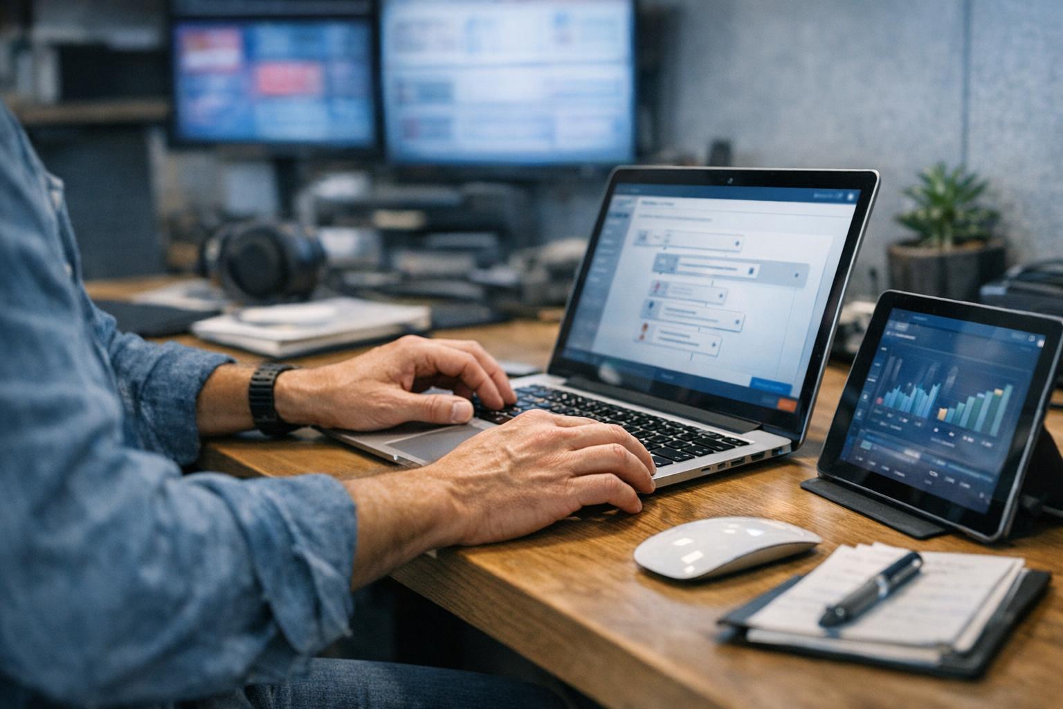 Inside a marketing automation agency as they set up automated WhatsApp lead qualification for a local service business