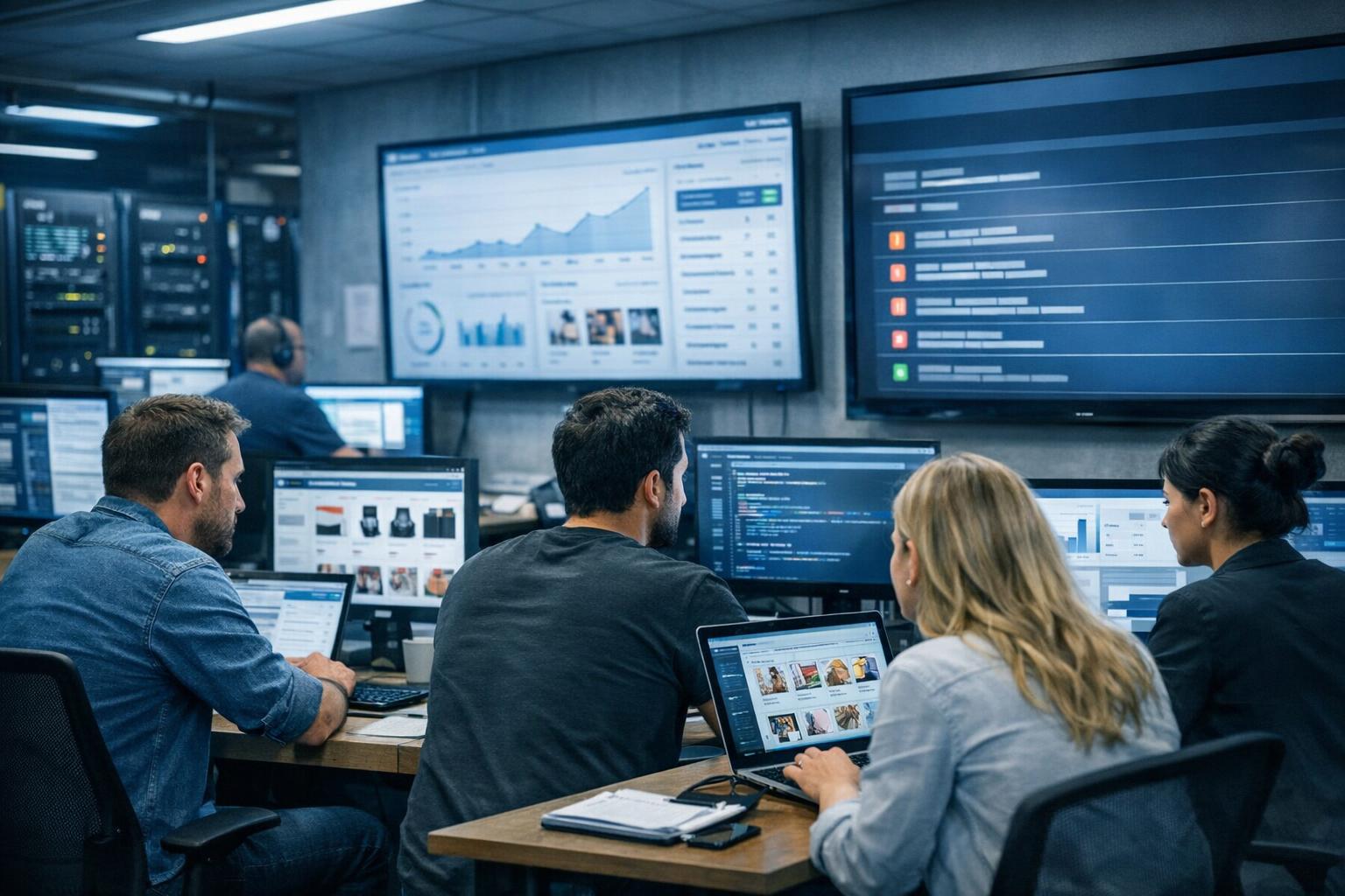 Team performing ecommerce SEO services analysis during a technical SEO audit