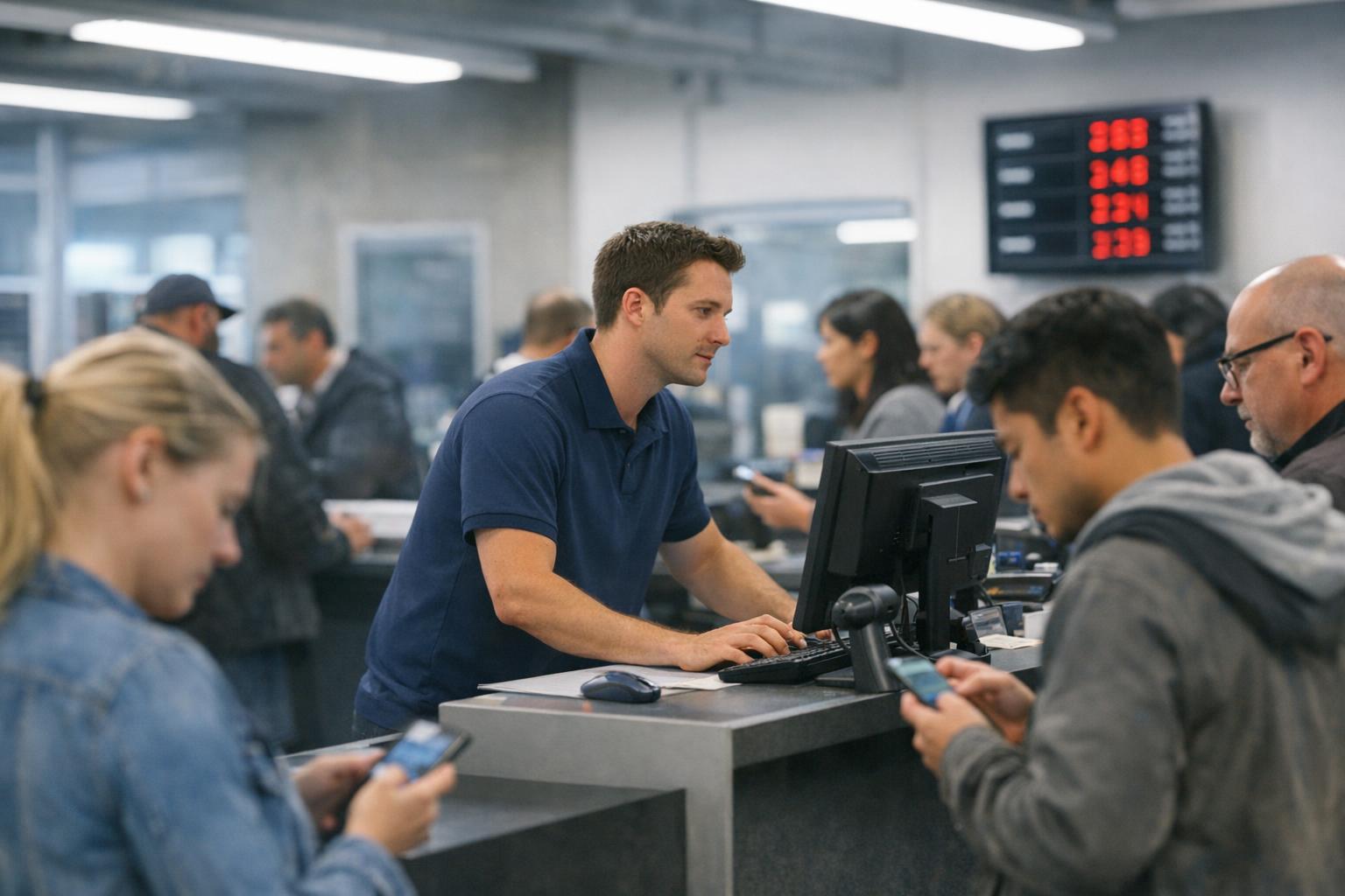 A small business owner reviewing customer messages on a laptop while an AI chatbot for business responds automatically in the background